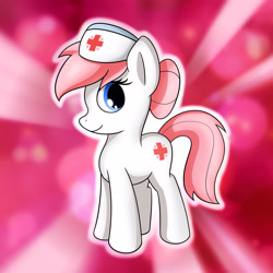 Size: 2550x2550 | Tagged: safe, artist:conniethecasanova, artist:flamevulture17, edit, character:nurse redheart, species:earth pony, species:pony, female, high res, mare, nurse, smiling, solo, wallpaper, wallpaper edit