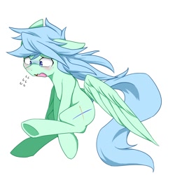 Size: 1200x1200 | Tagged: safe, artist:azurepicker, oc, oc only, species:pegasus, species:pony, blushing, simple background, solo, worried