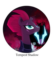 Size: 1780x2088 | Tagged: safe, artist:tina-de-love, character:tempest shadow, species:pony, species:unicorn, my little pony: the movie (2017), broken horn, eye scar, female, mare, profile, scar, simple background, solo, storm king's emblem, transparent background