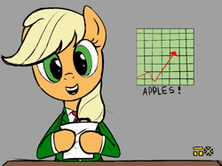 Size: 1108x827 | Tagged: safe, artist:mr square, artist:tex, character:applejack, species:earth pony, species:pony, clothing, colored, necktie, news, solo, suit
