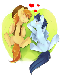 Size: 685x848 | Tagged: safe, artist:ende26, character:braeburn, character:soarin', species:earth pony, species:pegasus, species:pony, ship:soarburn, apple, featureless crotch, food, gay, male, shipping, simple background, transparent background