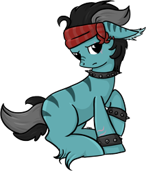 Size: 958x1126 | Tagged: safe, artist:violentdreamsofmine, oc, oc only, oc:russell, species:earth pony, species:pony, bandana, male, simple background, sitting, solo, stallion, transparent background