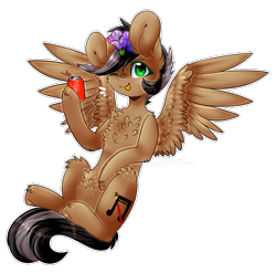 Size: 927x915 | Tagged: safe, artist:twinkepaint, oc, oc only, oc:artsong, species:pegasus, species:pony, chest fluff, coca-cola, female, mare, one eye closed, simple background, solo, tongue out, transparent background, wink