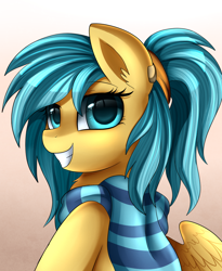 Size: 1446x1764 | Tagged: safe, artist:pridark, oc, oc only, oc:blurry ice, species:pegasus, species:pony, female, gradient background, grin, looking at you, mare, smiling, solo