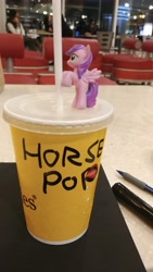 Size: 2340x4160 | Tagged: safe, artist:tjpones, character:sky wishes, species:pegasus, species:pony, blind bag, coca-cola, drink, drinking straw, irl, photo, soda, toy