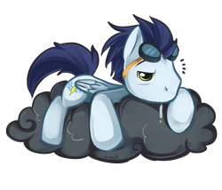 Size: 845x724 | Tagged: safe, artist:ende26, character:soarin', species:pegasus, species:pony, backwards cutie mark, cloud, cute, dark clouds, glasses, male, simple background, sleepy, soarinbetes, solo, stallion, transparent background