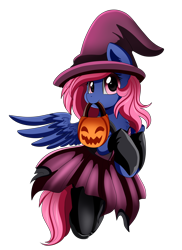 Size: 2550x3509 | Tagged: safe, artist:pridark, oc, oc only, species:pegasus, species:pony, clothing, commission, costume, female, halloween, holiday, looking at you, mare, simple background, solo, transparent background, witch
