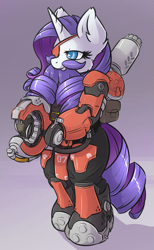 Size: 695x1128 | Tagged: safe, artist:sapphfyr, character:rarity, beard, clothing, cosplay, costume, crossover, eyepatch, facial hair, overwatch, solo, torbjorn
