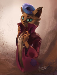 Size: 1024x1338 | Tagged: safe, artist:insanerobocat, character:capper dapperpaws, species:abyssinian, species:anthro, my little pony: the movie (2017), cat, clothing, coat, looking at you, male, smiling, solo