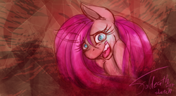 Size: 2200x1200 | Tagged: safe, artist:foldeath, character:pinkamena diane pie, character:pinkie pie, species:earth pony, species:pony, insanity, laughing, solo