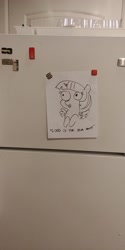 Size: 2080x4160 | Tagged: safe, artist:tjpones, character:twilight sparkle, character:twilight sparkle (alicorn), species:alicorn, species:pony, bust, captain obvious, female, fridge art (literally), irl, lineart, mare, photo, refrigerator, solo, sparkles! the wonder horse!, traditional art