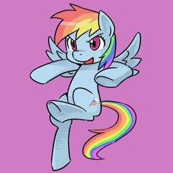 Size: 500x500 | Tagged: safe, artist:shepherd0821, character:rainbow dash, species:pegasus, species:pony, female, fighting stance, mare, simple background, solo, spread wings, wings