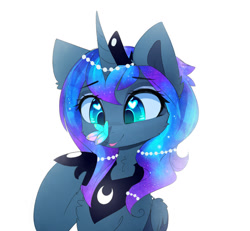 Size: 1722x1593 | Tagged: safe, artist:magnaluna, character:princess luna, species:alicorn, species:pony, blep, butterfly, butterfly on nose, crown, cute, female, heart eyes, insect on nose, jewelry, luna-darkesthours, lunabetes, mare, regalia, silly, simple background, smiling, solo, tongue out, white background, wingding eyes