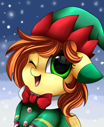 Size: 1446x1764 | Tagged: safe, artist:pridark, oc, oc only, species:pony, christmas, commission, elf costume, female, filly, foal, holiday, solo