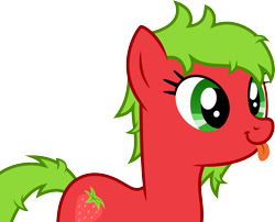 Size: 6000x4838 | Tagged: safe, artist:deratrox, oc, oc only, oc:strawberry pop, absurd resolution, silly, simple background, strawberry, tongue out, transparent background, vector