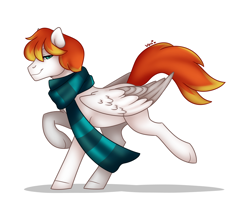 Size: 1376x1188 | Tagged: safe, artist:nemovonsilver, oc, oc only, oc:dookin foof lord, species:pegasus, species:pony, clothing, cute, scarf, simple background, solo, white background