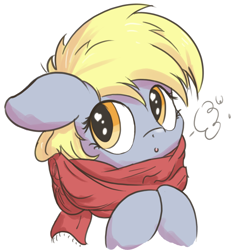 Size: 1768x1878 | Tagged: safe, artist:bugplayer, edit, character:derpy hooves, species:pegasus, species:pony, breath, bugplayer is trying to murder us, clothing, cropped, cute, dawwww, derpabetes, female, mare, scarf, simple background, solo, underp, white background, wingding eyes