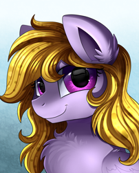 Size: 1424x1764 | Tagged: safe, artist:pridark, oc, oc only, oc:cookie byte, species:pony, bust, chest fluff, commission, female, looking at you, portrait, smiling, solo