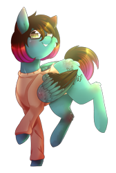 Size: 1341x1992 | Tagged: safe, artist:twinkepaint, oc, oc:despy, species:pegasus, species:pony, clothing, female, glasses, mare, shirt, simple background, transparent background, two toned wings