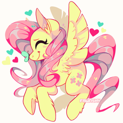 Size: 1661x1664 | Tagged: safe, artist:fawnshy, character:fluttershy, species:pegasus, species:pony, butterfly, butterfly on nose, cute, ear fluff, eyes closed, female, heart, hoof heart, insect on nose, leg fluff, mare, profile, shyabetes, simple background, smiling, solo, spread wings, white background, wing fluff, wings