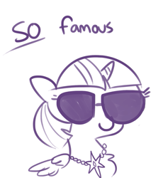 Size: 817x889 | Tagged: safe, artist:tjpones, character:twilight sparkle, character:twilight sparkle (alicorn), species:alicorn, species:pony, female, jewelry, mare, monochrome, necklace, simple background, sketch, solo, sunglasses, twilightlicious, white background
