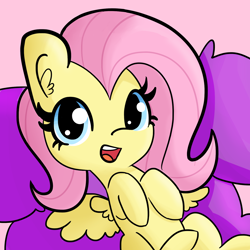 Size: 1650x1650 | Tagged: safe, artist:tjpones, edit, editor:dsp2003, character:fluttershy, species:pegasus, species:pony, cute, looking at you, on back, open mouth, shyabetes, solo, textless, tjpones is trying to murder us, weapons-grade cute