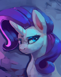 Size: 946x1200 | Tagged: safe, artist:rodrigues404, character:rarity, species:pony, species:unicorn, bust, eyelashes, eyeshadow, female, lidded eyes, makeup, mare, portrait, solo