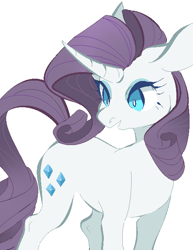 Size: 500x648 | Tagged: safe, artist:clayterran, character:rarity, species:pony, species:unicorn, curved horn, female, mare, simple background, solo, white background