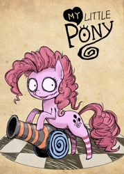Size: 500x700 | Tagged: safe, artist:shepherd0821, character:pinkie pie, species:earth pony, species:pony, clothing, party cannon, stockings, style emulation, tim burton