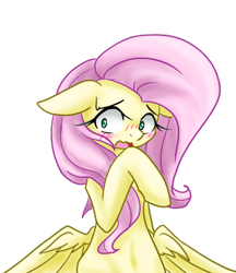Size: 320x370 | Tagged: safe, artist:azurepicker, character:fluttershy, species:pegasus, species:pony, blushing, female, mare, open mouth, simple background, solo, transparent background