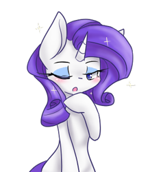 Size: 320x370 | Tagged: safe, artist:azurepicker, character:rarity, species:pony, species:unicorn, blushing, eyeshadow, female, makeup, mare, one eye closed, open mouth, simple background, solo, transparent background