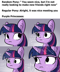Size: 3750x4500 | Tagged: safe, artist:tjpones, character:twilight sparkle, character:twilight sparkle (alicorn), species:alicorn, species:pony, arrow, bust, ear fluff, empty eyes, equation, fancy mathematics, female, geometry, graph, gray background, hilarious in hindsight, looking back, looking sideways, looking up, mare, math, math lady meme, meme, no catchlights, no iris, physics, raised eyebrow, simple background, sine wave, solo, text, thinking, trigonometry, wat, wide eyes
