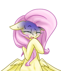 Size: 320x370 | Tagged: safe, artist:azurepicker, character:fluttershy, species:pegasus, species:pony, female, simple background, solo, sweat, transparent background