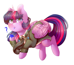 Size: 1983x1748 | Tagged: safe, artist:twinkepaint, character:twilight sparkle, character:twilight sparkle (alicorn), species:alicorn, species:pony, clothing, crossover, detroit: become human, female, mare, necktie, question mark, simple background, solo, tongue out, transparent background