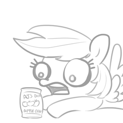 Size: 1650x1650 | Tagged: safe, artist:tjpones, character:rainbow dash, species:pegasus, species:pony, apple cider (drink), cider dash, faec, female, grayscale, mare, monochrome, open mouth, simple background, solo, white background