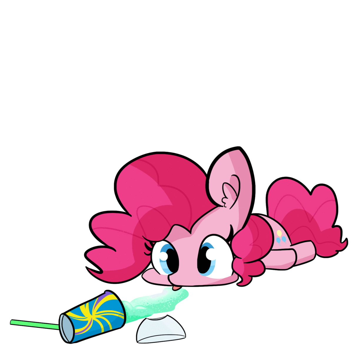 Size: 1200x1200 | Tagged: safe, artist:tjpones, character:pinkie pie, species:earth pony, species:pony, 7-eleven, animated, cute, diapinkes, female, licking, mare, mlem, silly, simple background, slurpee, solo, spilled drink, tjpones is trying to murder us, tongue out, weapons-grade cute, white background