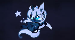 Size: 1280x680 | Tagged: safe, artist:magnaluna, character:princess luna, ambiguous facial structure, chibi, solo, tangible heavenly object