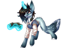 Size: 3500x2350 | Tagged: safe, artist:immagoddampony, oc, oc:coldwater, species:pony, species:unicorn, card, magic, male, simple background, solo, stallion, sweater vest, transparent background