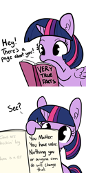 Size: 1280x2560 | Tagged: safe, artist:tjpones, character:twilight sparkle, character:twilight sparkle (alicorn), species:alicorn, species:pony, g4, book, cute, drawing, ear fluff, encouragement, facts, female, heck, hoof hold, mare, positive ponies, qt, raised hoof, reading, simple background, truth, twiabetes, very true facts, white background, wholesome