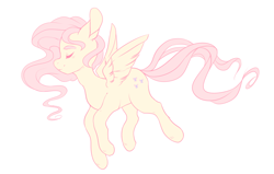 Size: 1280x815 | Tagged: safe, artist:pekou, character:fluttershy, species:pony, eyes closed, simple background, solo, white background