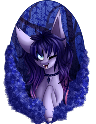 Size: 2500x3234 | Tagged: safe, artist:immagoddampony, oc, oc only, oc:evening eclipse, species:bat pony, species:pony, bust, female, high res, mare, one eye closed, portrait, simple background, solo, transparent background, wink