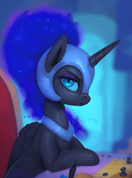 Size: 816x1100 | Tagged: safe, artist:rodrigues404, character:nightmare moon, character:princess luna, species:alicorn, species:pony, armor, cute, female, looking at you, mare, solo