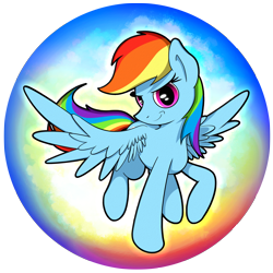 Size: 2539x2539 | Tagged: safe, artist:flamevulture17, character:rainbow dash, species:pegasus, species:pony, female, high res, mare, orb, smiling, smirk, solo, spread wings, wings