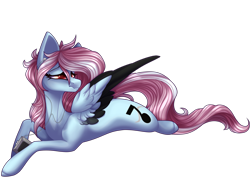 Size: 3100x2345 | Tagged: safe, artist:immagoddampony, oc, oc:hatsu, species:pegasus, species:pony, female, mare, prone, simple background, solo, transparent background, two toned wings