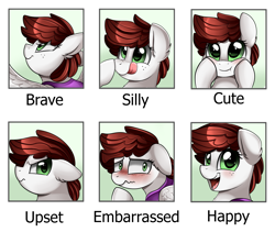 Size: 2349x1978 | Tagged: safe, artist:pridark, oc, oc only, oc:graph travel, species:pegasus, species:pony, boop, brave, clothing, cute, embarrassed, emotions, female, freckles, happy, silly, solo, upset, vest