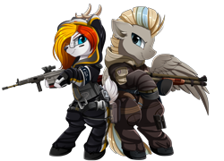 Size: 3262x2346 | Tagged: safe, artist:pridark, oc, oc only, oc:alter ego, species:deer, species:pegasus, species:pony, clothing, commission, crossover, deer oc, glasses, gun, rainbow six, simple background, tom clancy, transparent background, video game crossover, weapon