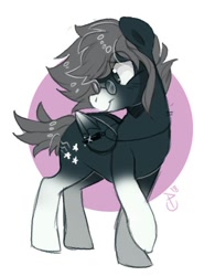 Size: 500x640 | Tagged: safe, artist:pixelyte, oc, oc only, oc:silent wish, species:pegasus, species:pony, abstract background, glasses, gradient hooves, solo