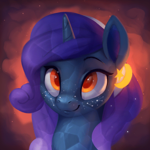 Size: 600x600 | Tagged: safe, artist:rodrigues404, oc, oc only, oc:moon cradle, species:crystal pony, species:pony, animated, cinemagraph, cute, female, mare, not luna, ocbetes, smiling, solo