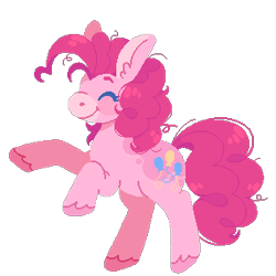 Size: 299x299 | Tagged: safe, artist:horsepaws, character:pinkie pie, species:earth pony, species:pony, big ears, coat markings, colored hooves, cutie mark, donkey ears, ear fluff, eyes closed, female, happy, mare, rearing, simple background, smiling, solo, transparent background, unshorn fetlocks