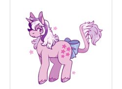 Size: 540x390 | Tagged: safe, artist:horsepaws, character:twilight (g1), species:classical unicorn, species:pony, species:unicorn, g1, bow, cloven hooves, cutie mark, female, hair over one eye, leonine tail, lidded eyes, looking sideways, mare, simple background, solo, tail bow, unshorn fetlocks, white background